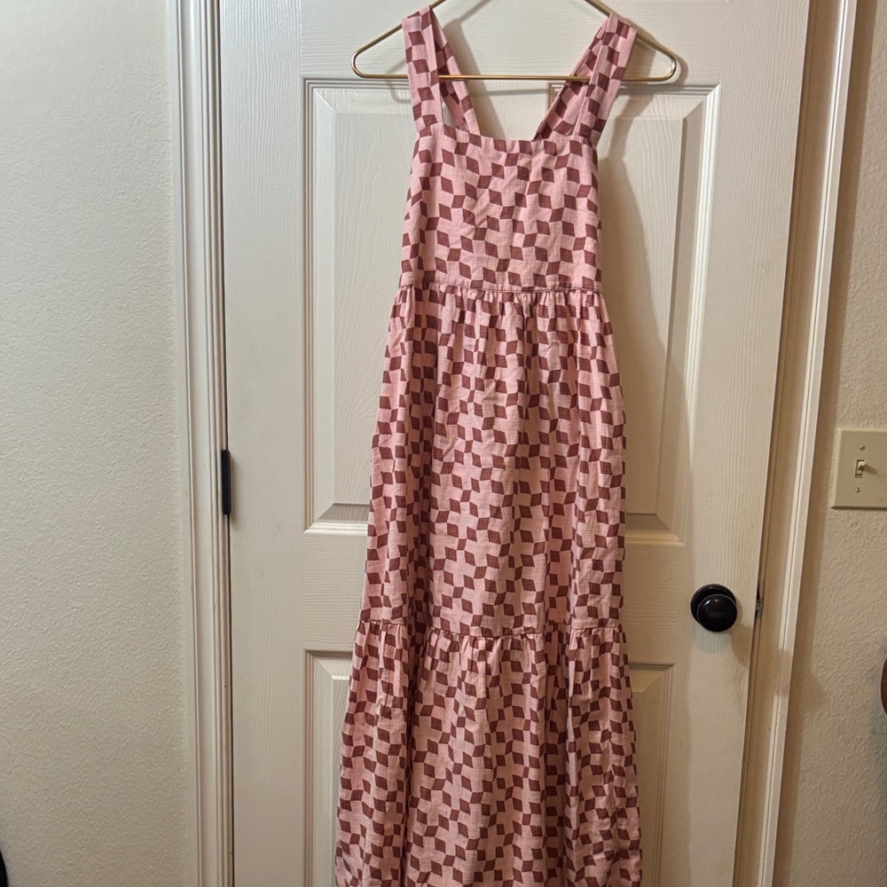 Madewell Pink Textured Sundress with Geometric Pattern - Picture 1 of 10